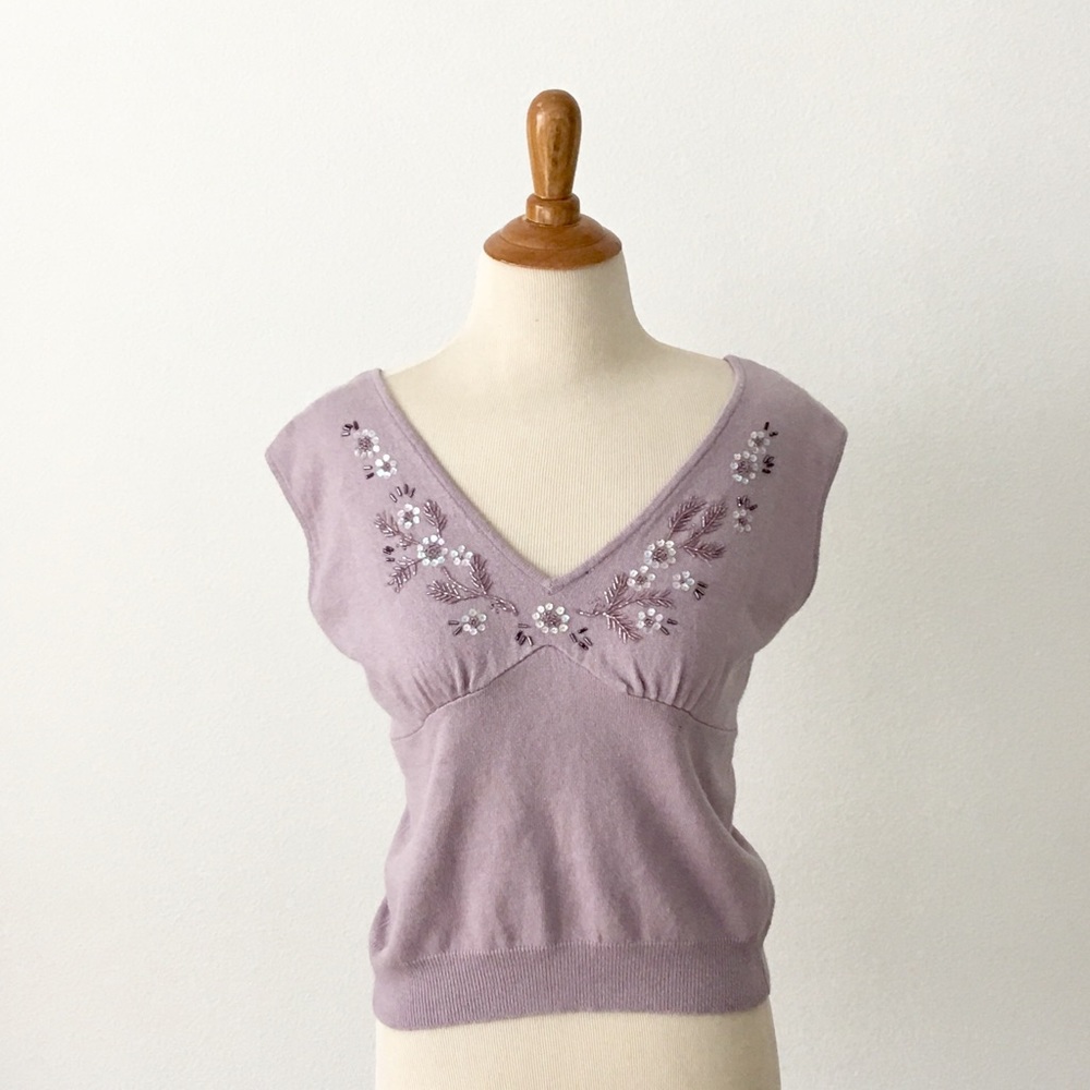 Silk/Cashmere/Angora Blend Top w/ Elegant Back